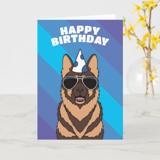 Duitse herdershond Verjaardag Kaart (Gele Bloem)