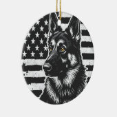 Duitse herdershond VS Amerikaanse vlag 4 juli Keramisch Ornament (Rechts)