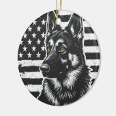 Duitse herdershond VS Amerikaanse vlag 4 juli Keramisch Ornament (Links)