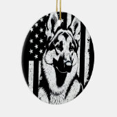 Duitse herdershond VS Amerikaanse vlag 4 juli Keramisch Ornament (Rechts)