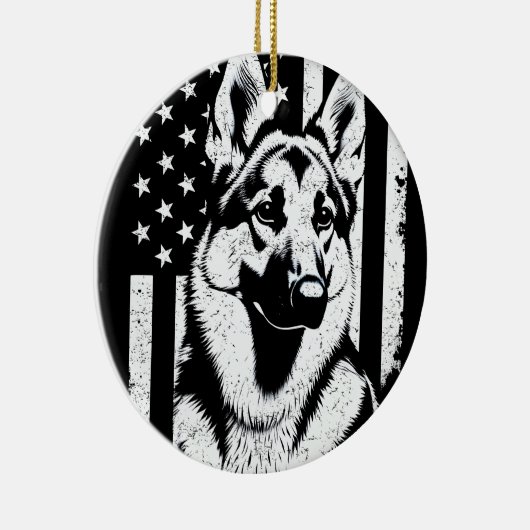 Duitse herdershond VS Amerikaanse vlag 4 juli Keramisch Ornament (Rechts)