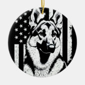 Duitse herdershond VS Amerikaanse vlag 4 juli Keramisch Ornament (Voorkant)