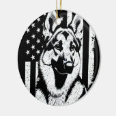 Duitse herdershond VS Amerikaanse vlag 4 juli Keramisch Ornament (Links)