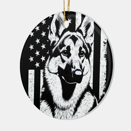 Duitse herdershond VS Amerikaanse vlag 4 juli Keramisch Ornament (Links)