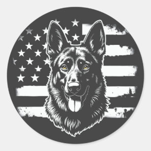 Duitse herdershond VS Amerikaanse vlag 4 juli Ronde Sticker
