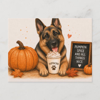 Duitse Herdershond Warme Pompoengewürz Puppaccino Briefkaart