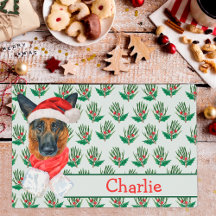 Duitse Herdershond Watercolor Hond Naam Kerstmis