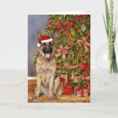 Duitse herdershond Waterverf kerstboom Kaart (Voorkant)