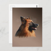Duitse herdershond Waterverf kunstportret Briefkaart (Voorkant / Achterkant)