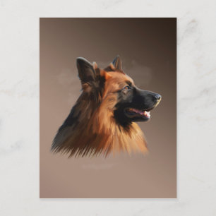 Duitse herdershond Waterverf kunstportret Briefkaart