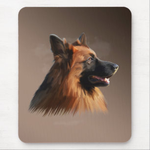 Duitse herdershond Waterverf kunstportret Muismat