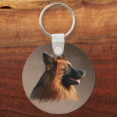Duitse herdershond Waterverf kunstportret Sleutelhanger (Voorkant)