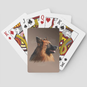 Duitse herdershond Waterverf kunstportret Speelkaarten