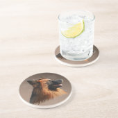 Duitse herdershond Waterverf kunstportret Zandsteen Onderzetter (Zijkant)