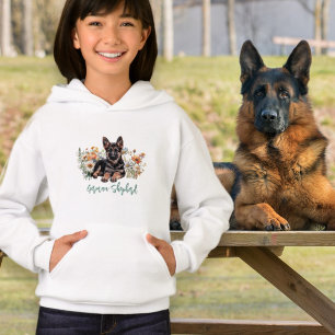 Duitse Herdershond Wilde Bloemen Kids Zweetshirt