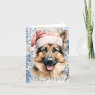 Duitse herdershond Winter Christmas Waterverf Feestdagen Kaart