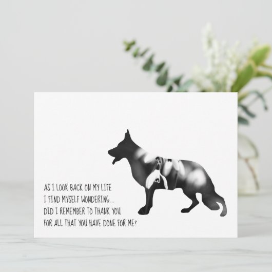 Duitse herdershond Zwart Bedankkaart (Staand voorkant)