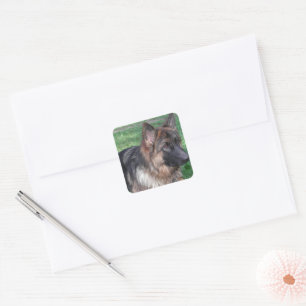 Duitse Herdershond Zwart en Lichtbruin Vierkante Sticker
