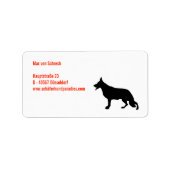 Duitse Herdershond Zwarte Silhouet Etiket (Voorkant)
