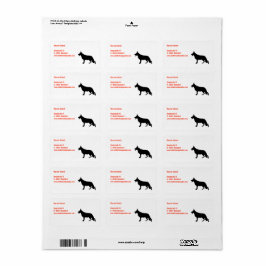 Duitse Herdershond Zwarte Silhouet Etiket