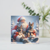 Duitse herdershonden en kerstman feestelijk feestdagenkaart (Staand voorkant)