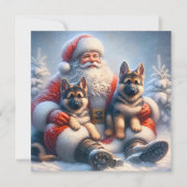 Duitse herdershonden en kerstman feestelijk feestdagenkaart (Voorkant)