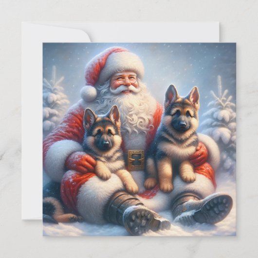 Duitse herdershonden en kerstman feestelijk feestdagenkaart (Voorkant)