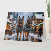 Duitse herdershonden Kerstmis Sneeuw Vakantie Kaart (Voorkant)