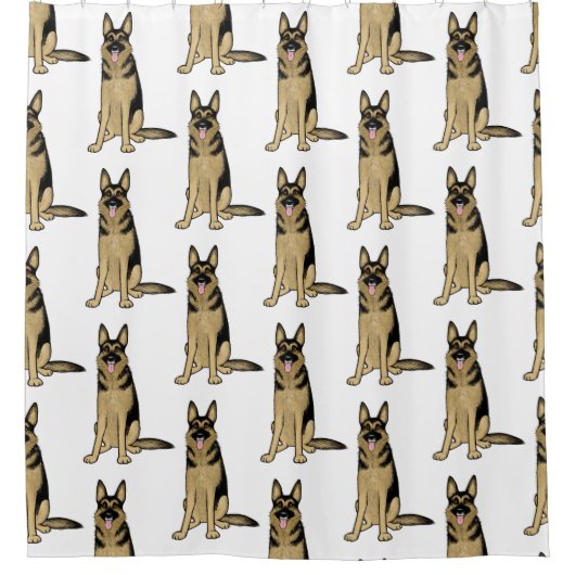 Duitse herdershonden patroon | Leuke huisdier kuns Douchegordijn (Voorkant)