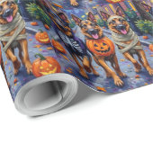 Duitse Herdershonden Trick-or-Treating Halloween Cadeaupapier (Rol Hoek)