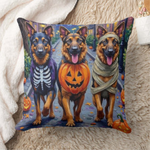 Duitse Herdershonden Trick-or-Treating Halloween Kussen