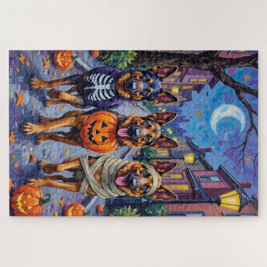 Duitse Herdershonden Trick-or-Treating Halloween Legpuzzel (Horizontaal)