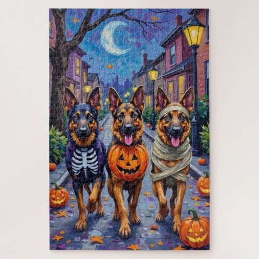 Duitse Herdershonden Trick-or-Treating Halloween Legpuzzel (Verticaal)