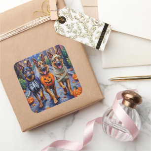 Duitse Herdershonden Trick-or-Treating Halloween Vierkante Sticker