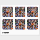 Duitse Herdershonden Trick-or-Treating Halloween Vierkante Sticker (Vel)