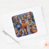Duitse Herdershonden Trick-or-Treating Halloween Vierkante Sticker (Envelop)