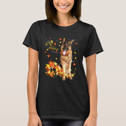 Duitse herdershoofdblad Herfst Hallo T-shirt (Voorkant)
