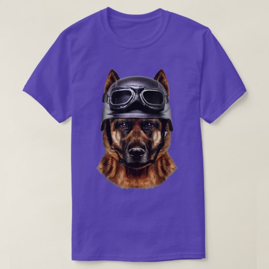 Duitse herderswagen in motorfietshelm t-shirt (Design voorkant)
