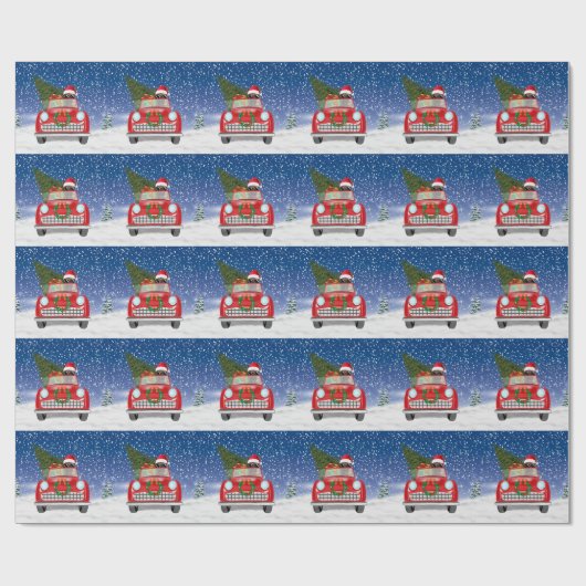 Duitse herderswagen met sneeuwkerst cadeaupapier (Vlak)