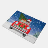 Duitse herderswagen met sneeuwkerst deurmat (Schuin)