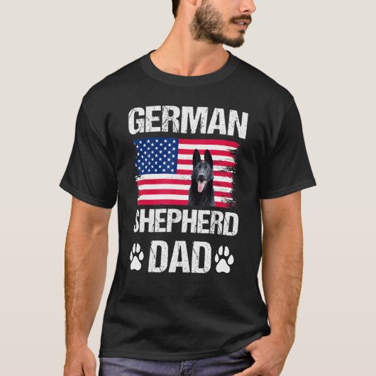 Duitse herdervader met Amerikaanse vlag T-shirt (Voorkant)