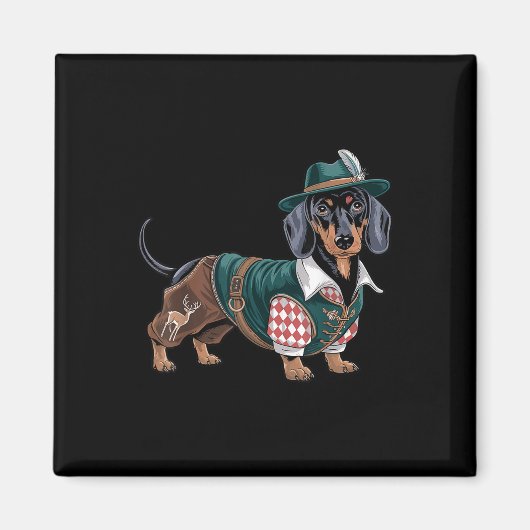 Duitse hond teckel Beierse Weiner worst _3 Magneet (Voorkant)