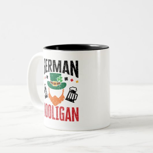 Duitse Hooligan Duitsland St Patricks Day Tweekleurige Koffiemok (Voorkant links)