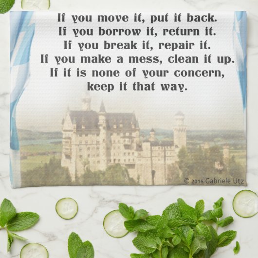 Duitse House Rules Kitchen Cloth Theedoek (Gevouwen)