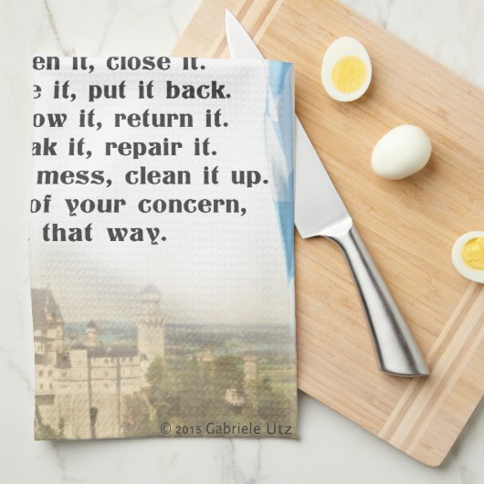 Duitse House Rules Kitchen Cloth Theedoek (Quarter Fold)