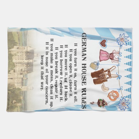 Duitse House Rules Kitchen Cloth Theedoek (Horizontaal)