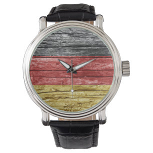 Duitse houten vlag horloge