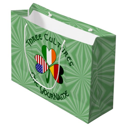 Duitse Ierse Amerikaanse Shamrock gepersonaliseerd Groot Cadeauzakje (Voorkant Gekanteld)