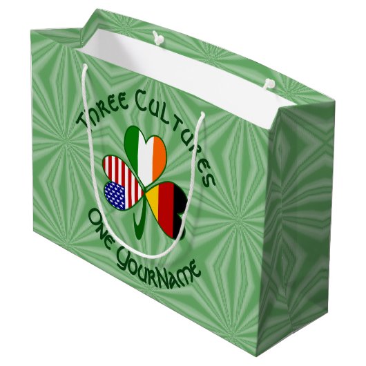 Duitse Ierse Amerikaanse Shamrock gepersonaliseerd Groot Cadeauzakje (Achterkant Gekanteld)