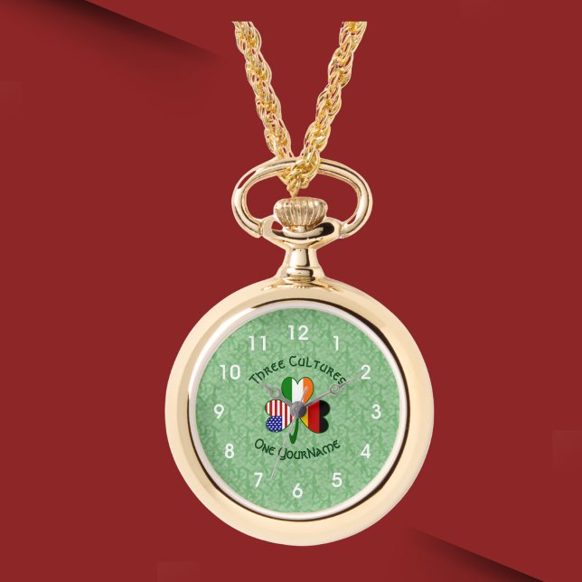 Duitse Ierse Amerikaanse Shamrock gepersonaliseerd Horloge (Creator heeft geüpload)